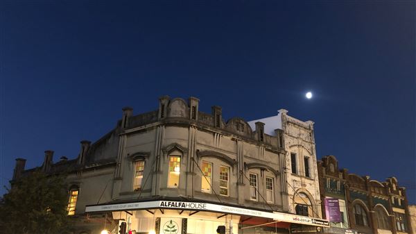 Newtown - Moon over Newtown (4/04/2018 - Credits: Shannon Wheeler)
